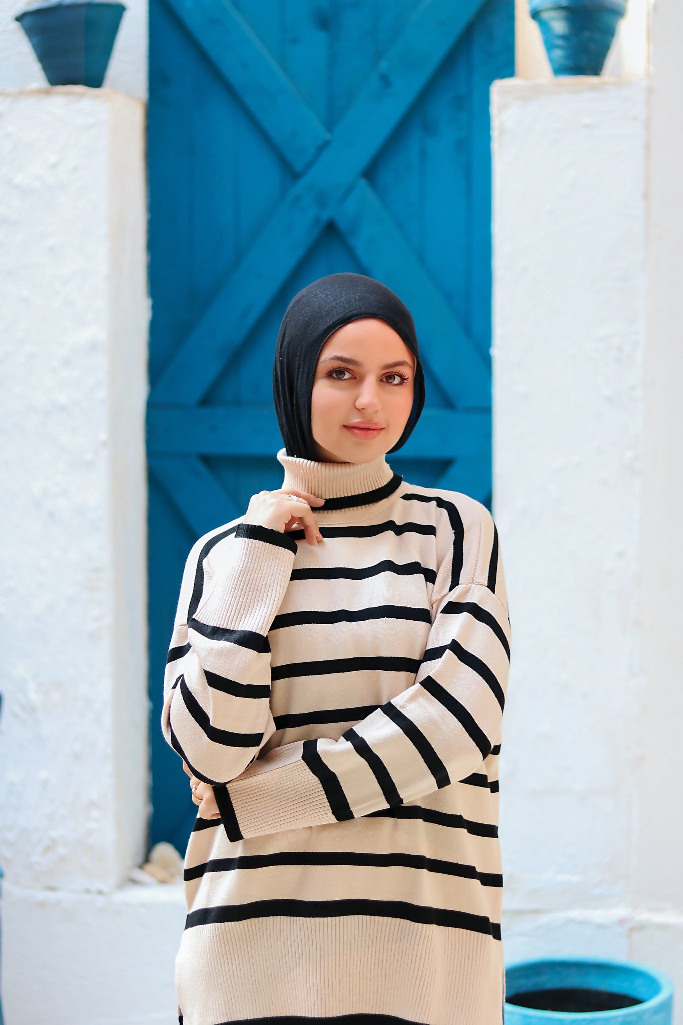 Wave Knit Top in Beige