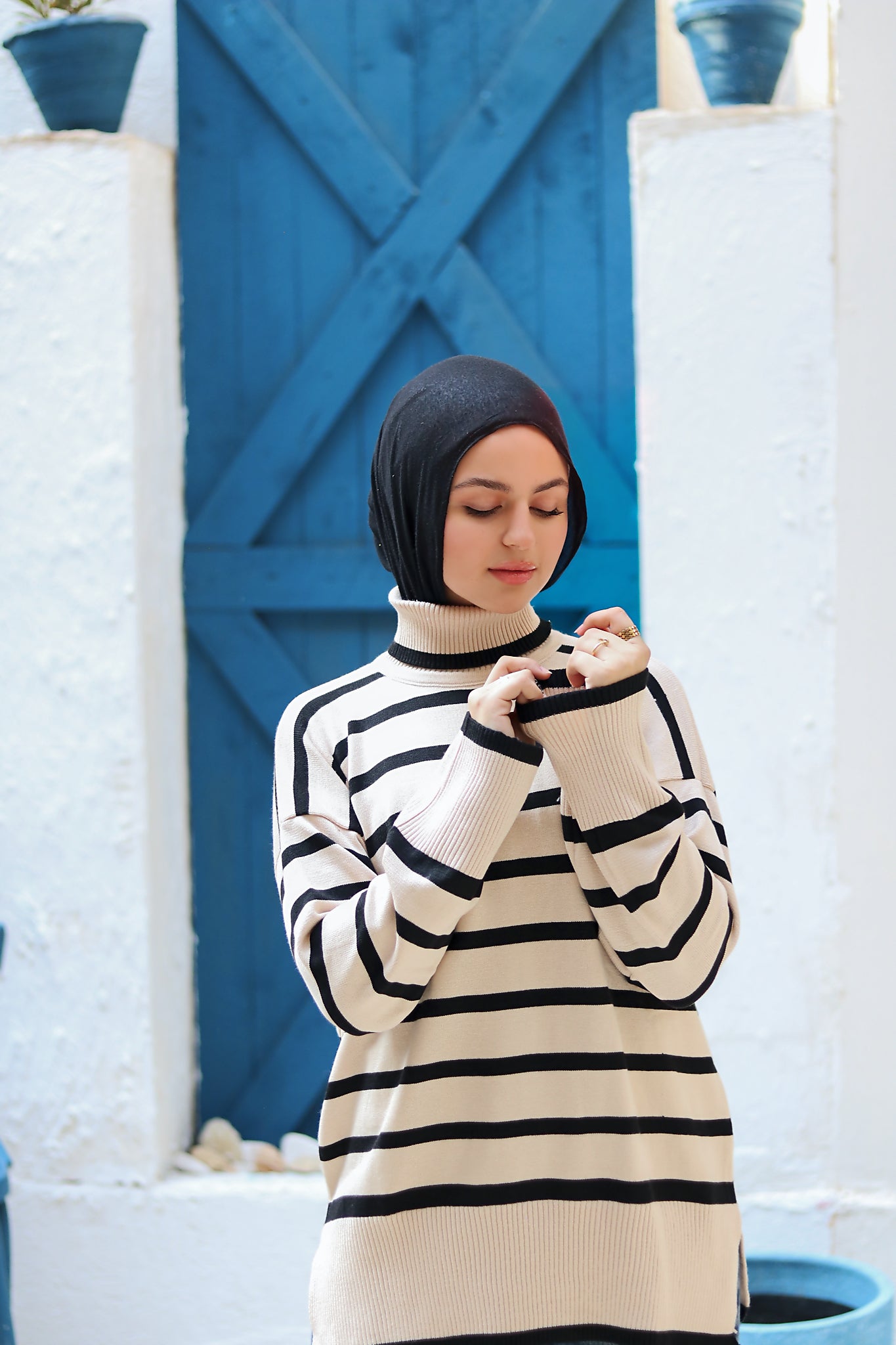 Wave Knit Top in Beige