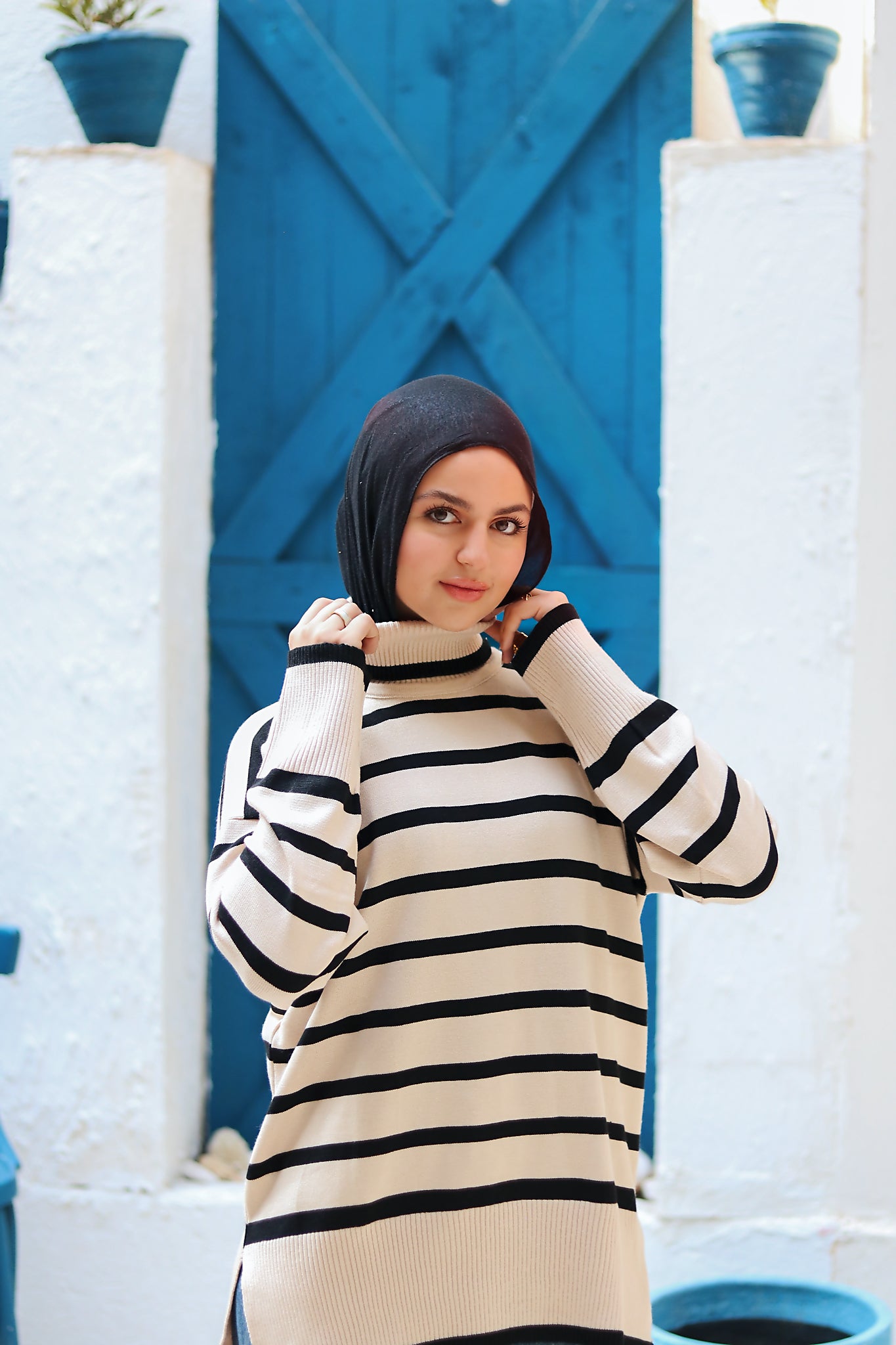 Wave Knit Top in Beige