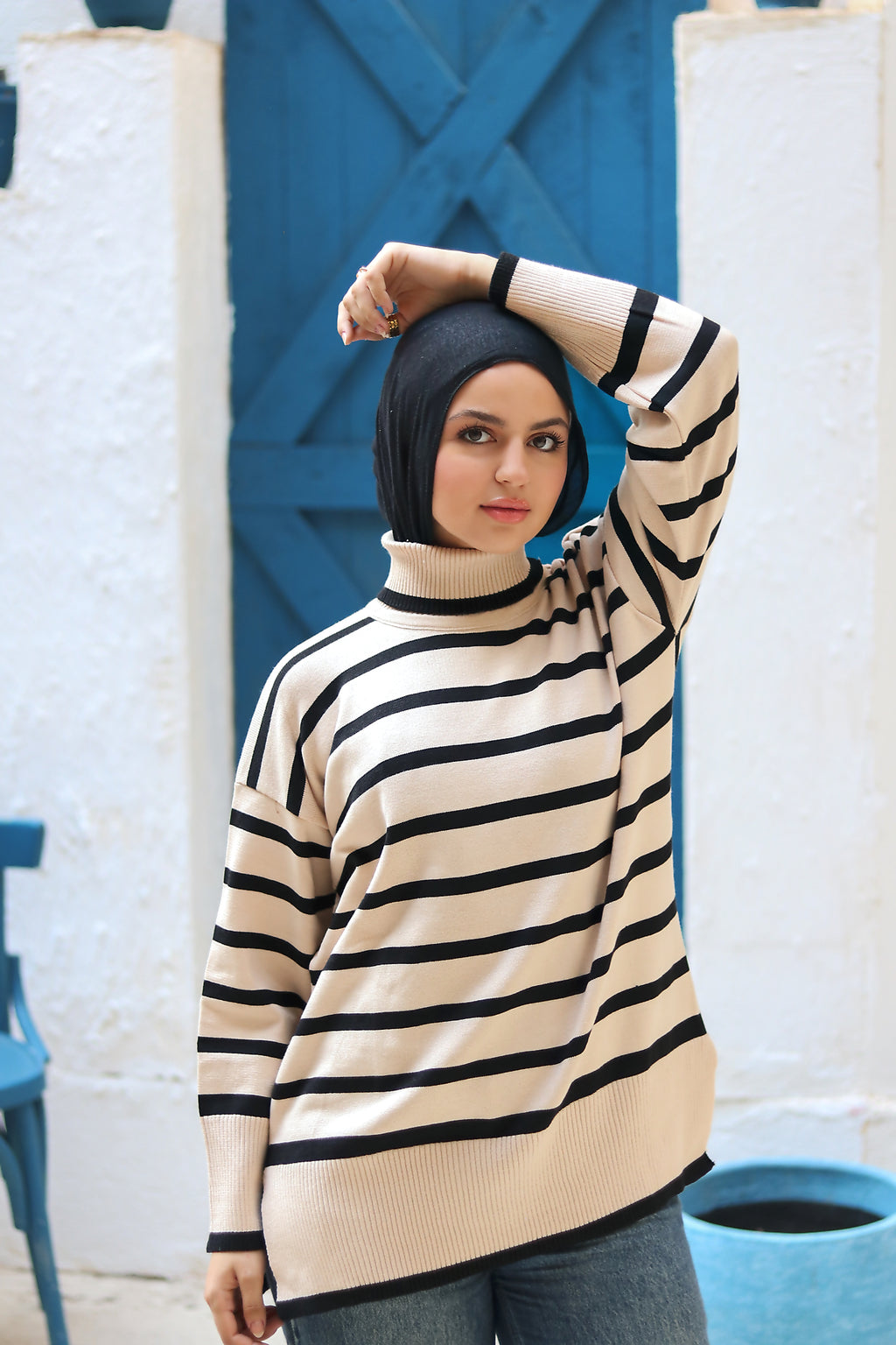 Wave Knit Top in Beige