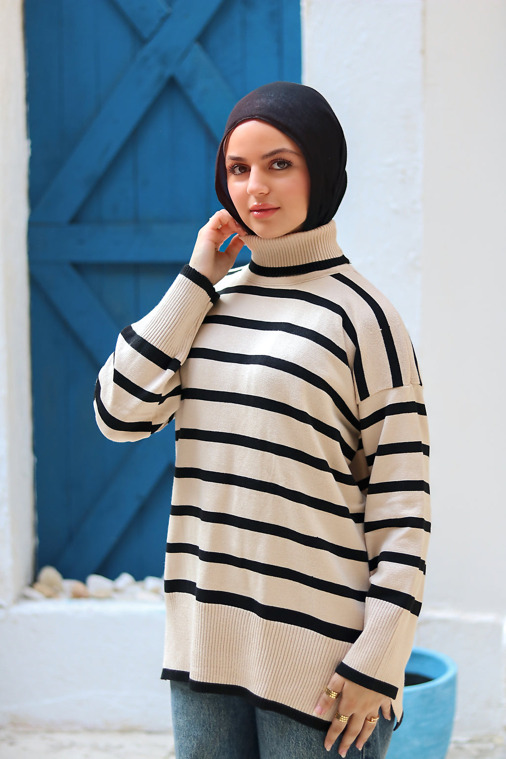 Wave Knit Top in Beige