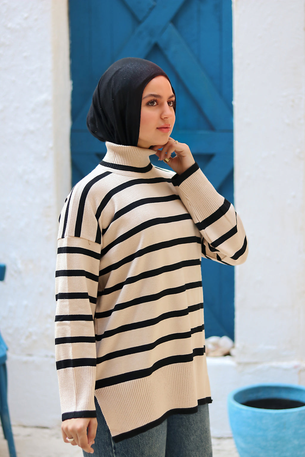 Wave Knit Top in Beige