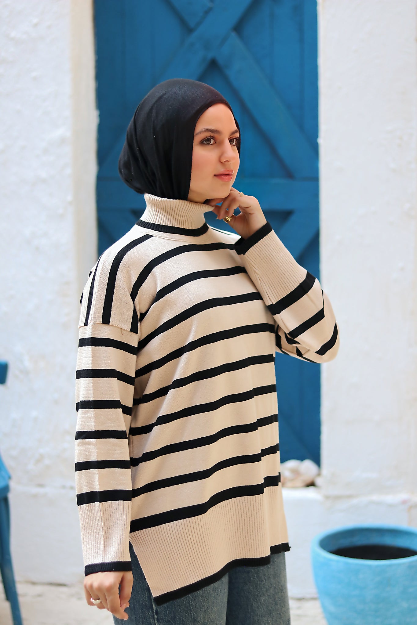 Wave Knit Top in Beige