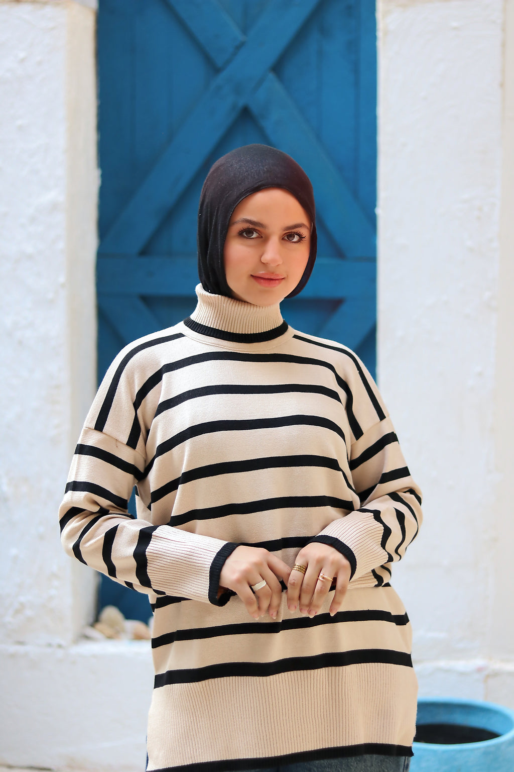 Wave Knit Top in Beige