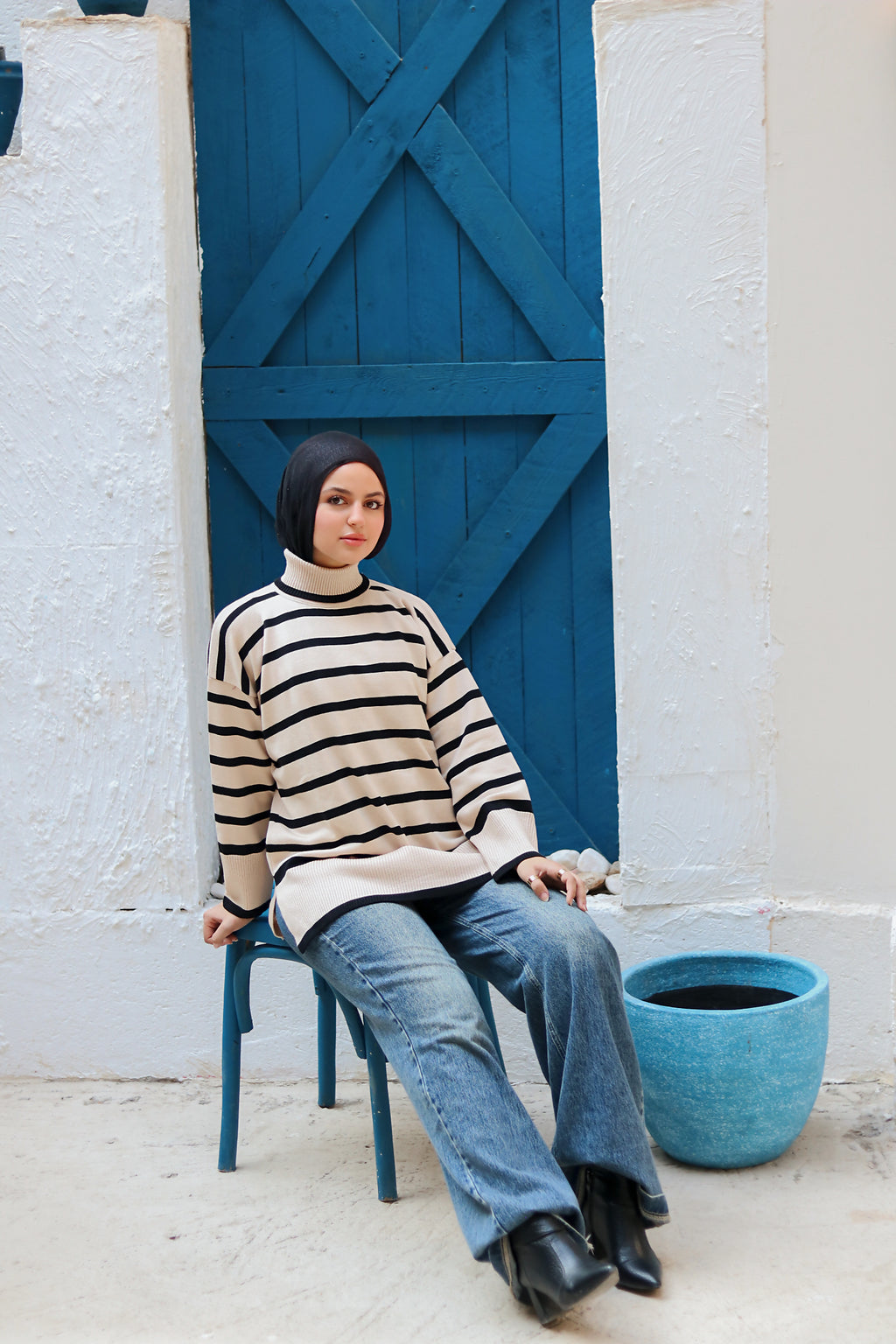 Wave Knit Top in Beige